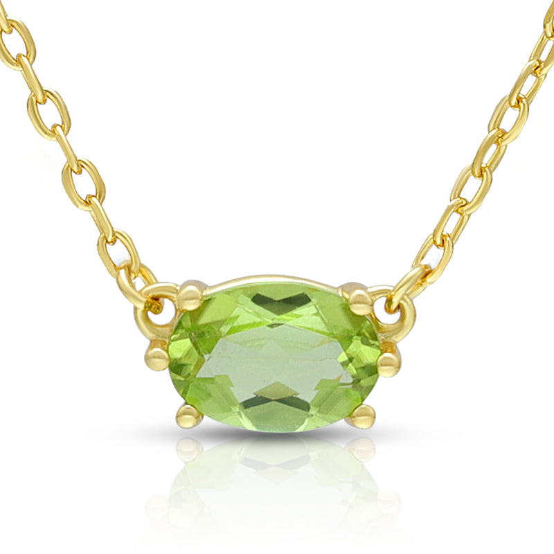 Augusztusi peridot születési kő ezüst nyaklánc
